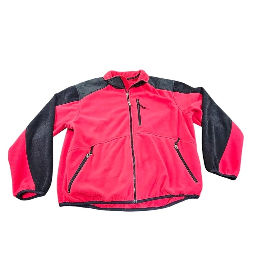 LL Bean Polartec Wind Fleece Full Zip Jacket Mens XL  Red Zip Made In USA VTG